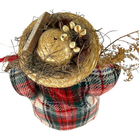 Handmade Rustic Country Christmas Winter Snowman Stump Doll Decor Let it Snow - Picture 6 of 16